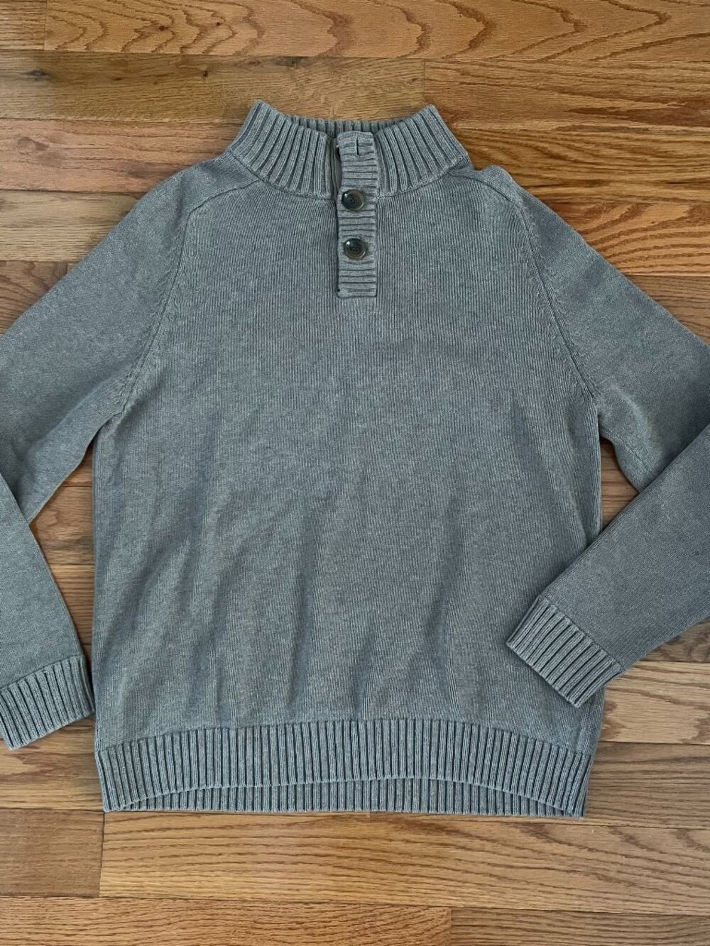 J. Crew Factory Cotton Henley Pullover Sweater Mens Large Gray Mock Neck 21719